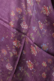 Purple Slub Digital Print Dupatta with All Over Floral Motifs